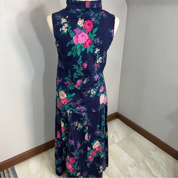 Vintage Floral Co-ord Jos A Bank Romantic Maxi Skirt Set Renaissance Cottagecore - Picture 7 of 16